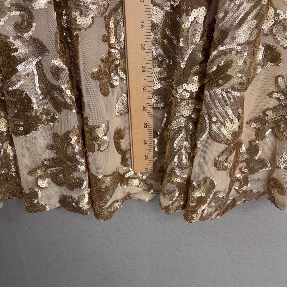 Marina Dress Women 12 Gold Sequin Floral Sleeveless V-Neck Cocktail Party Glam - Picture 7 of 8